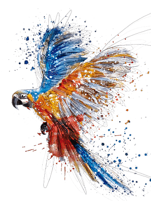 Colorful parrot in flight design