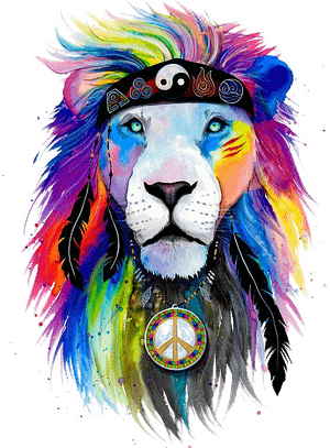 Beautiful abstract hippy lion's head design