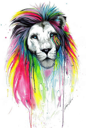 Colorful abstract of a lion's head design